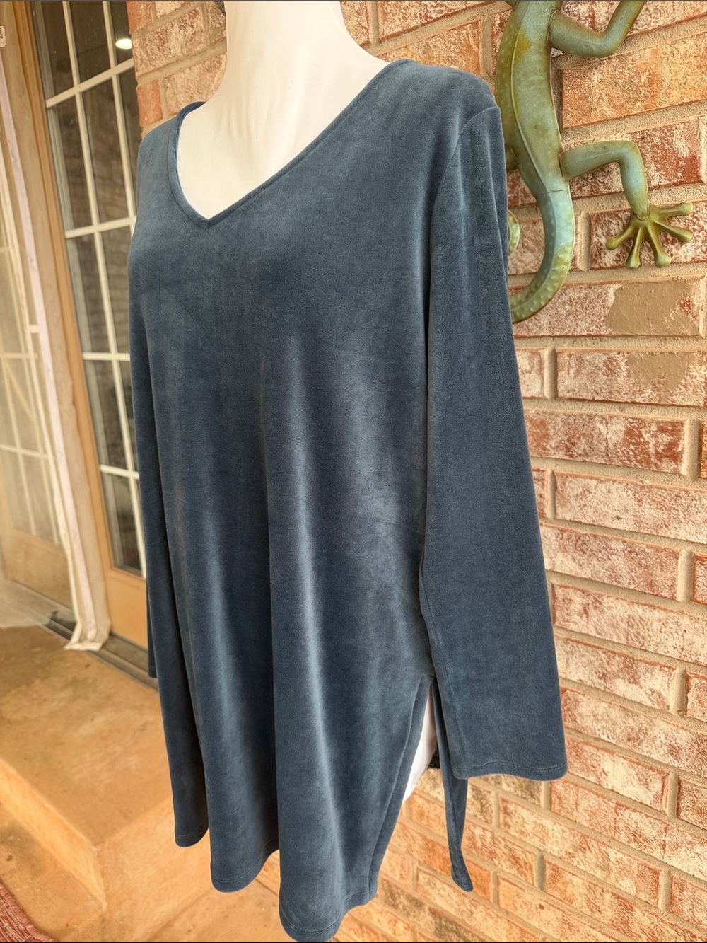 J. Jill Velvet V-Neck Long Sleeve Tunic - Slate Blue…200B - Picture 6 of 12